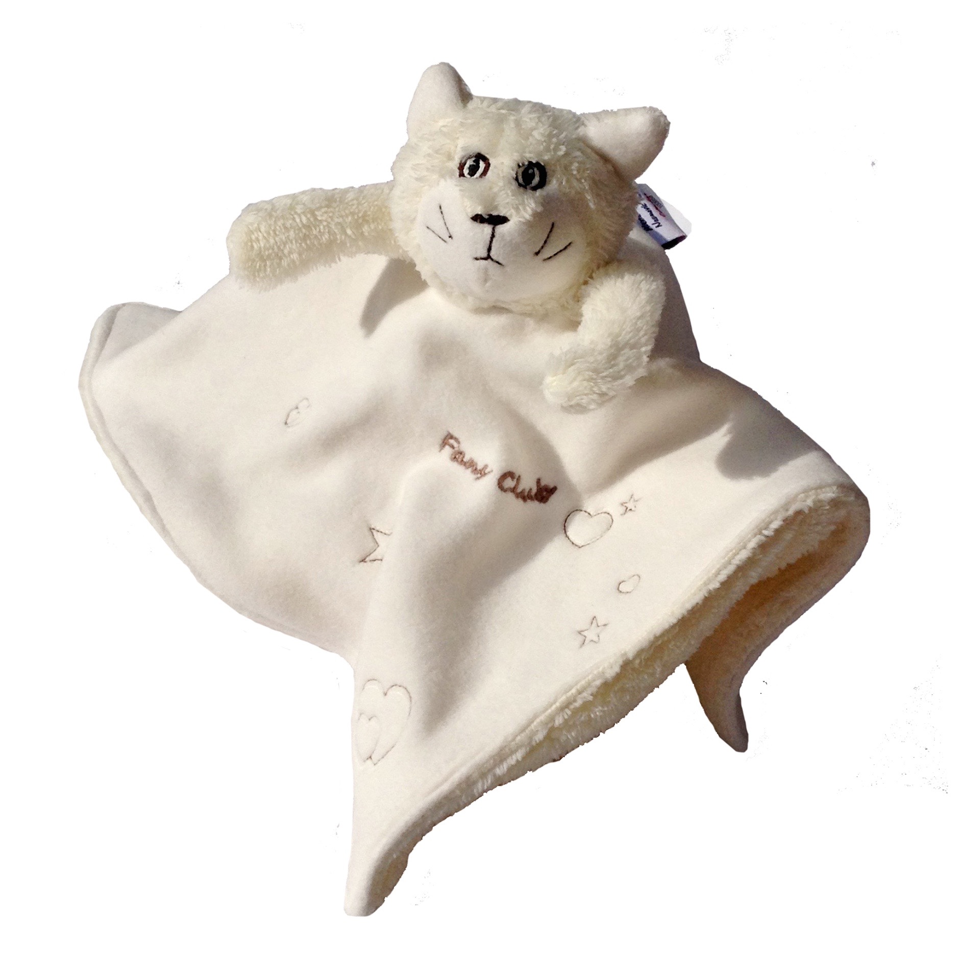 Doudou Chat Blanc Etoiles Phosphorescentes 100 Made In France