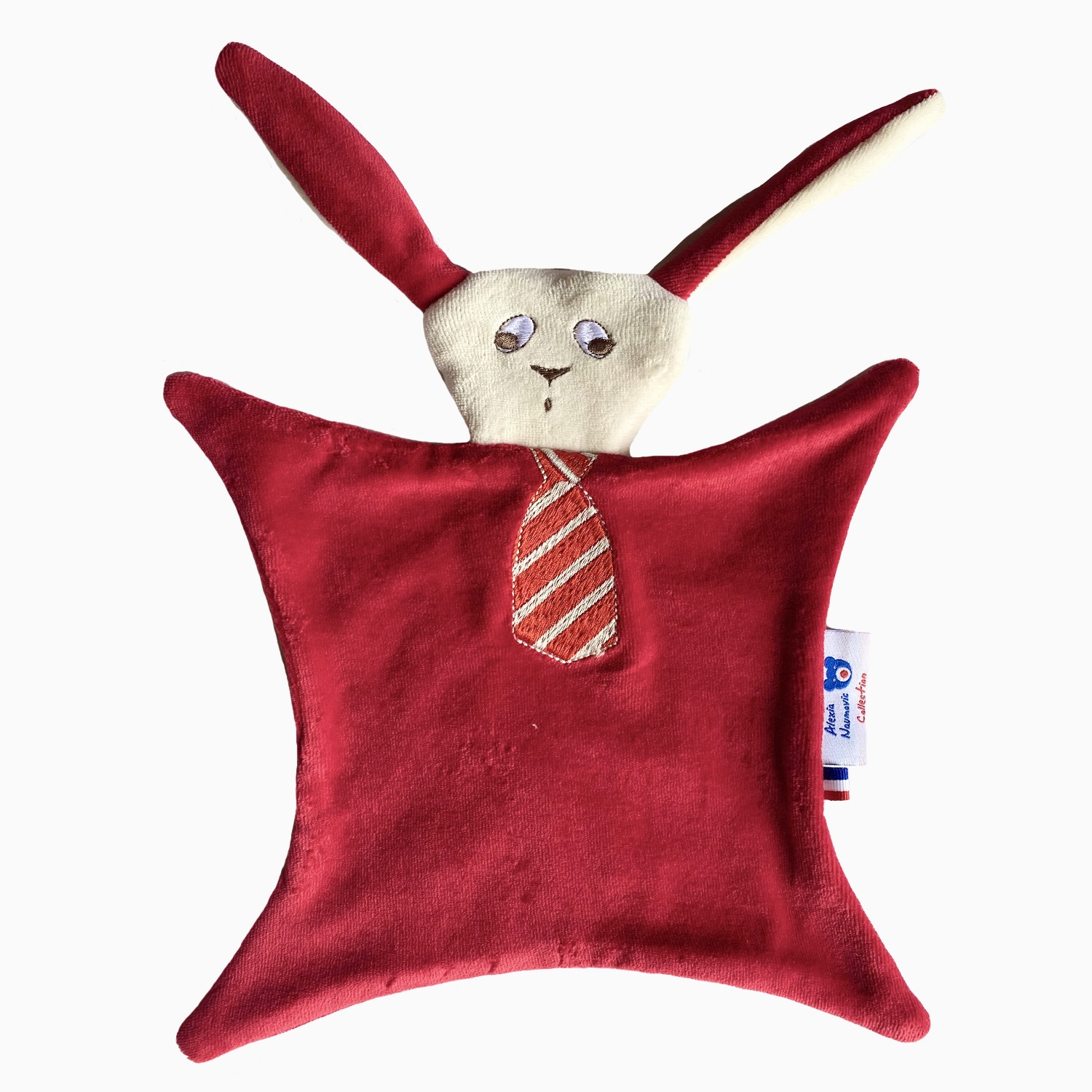 Doudou lapin sans ouate rouge